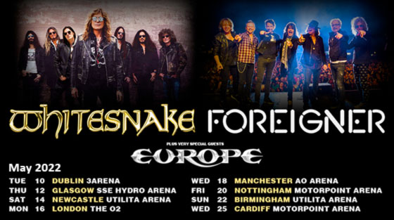 Whitesnake Foreigner Europe UK and Ireland Tour 2022